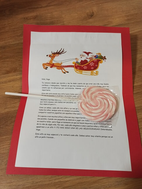 Carta de Papá Noel traída por nuestro elfo Klaus. The elf on the shelf